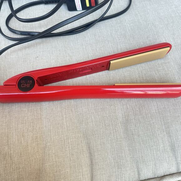 Ultra CHI Red 1" Tourmaline Ceramic Hairstyling Flat Iron Straightener GF1333 - Picture 2 of 9
